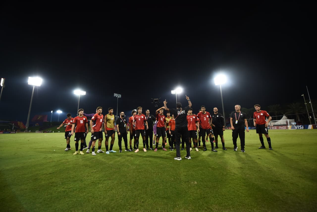 فرحة المنتخب الوطني تحت 17 سنة بعد التعادل مع فنزويلا بعشرة لاعبين