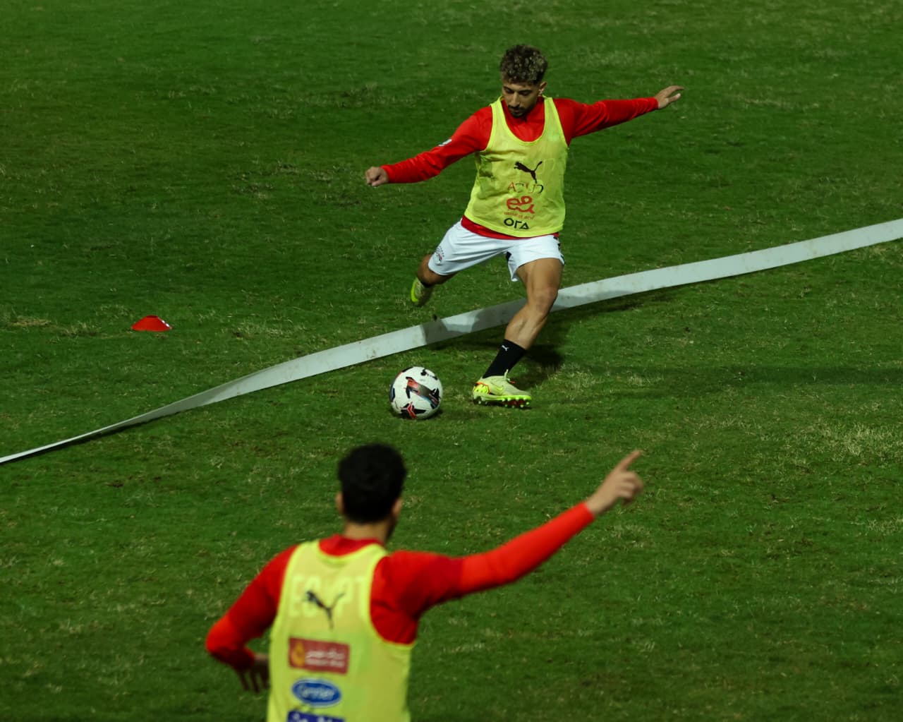 تدريب منتخب مصر المشارك في كأس العرب استعدادًا لمواجهتي الجزائر