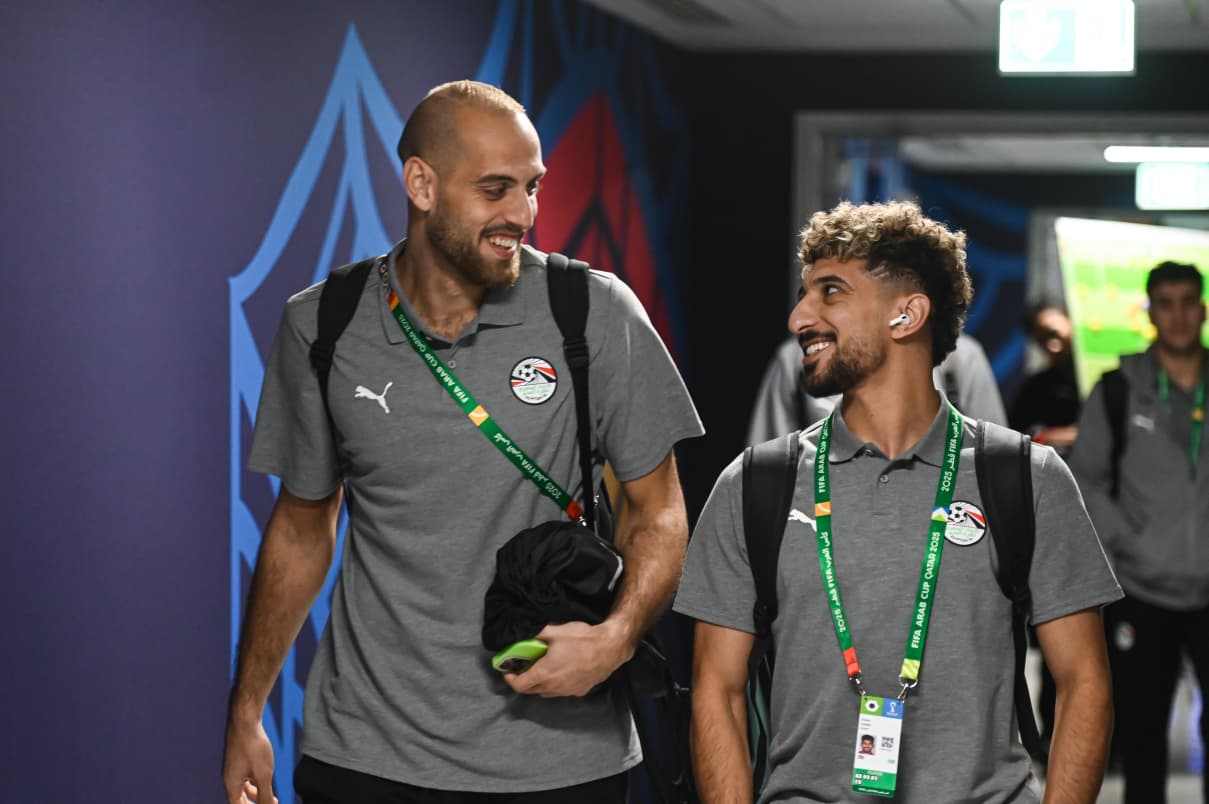 منتخب مصر المشارك في كأس العرب يصل لملعب البيت قبل مواجهة الأردن