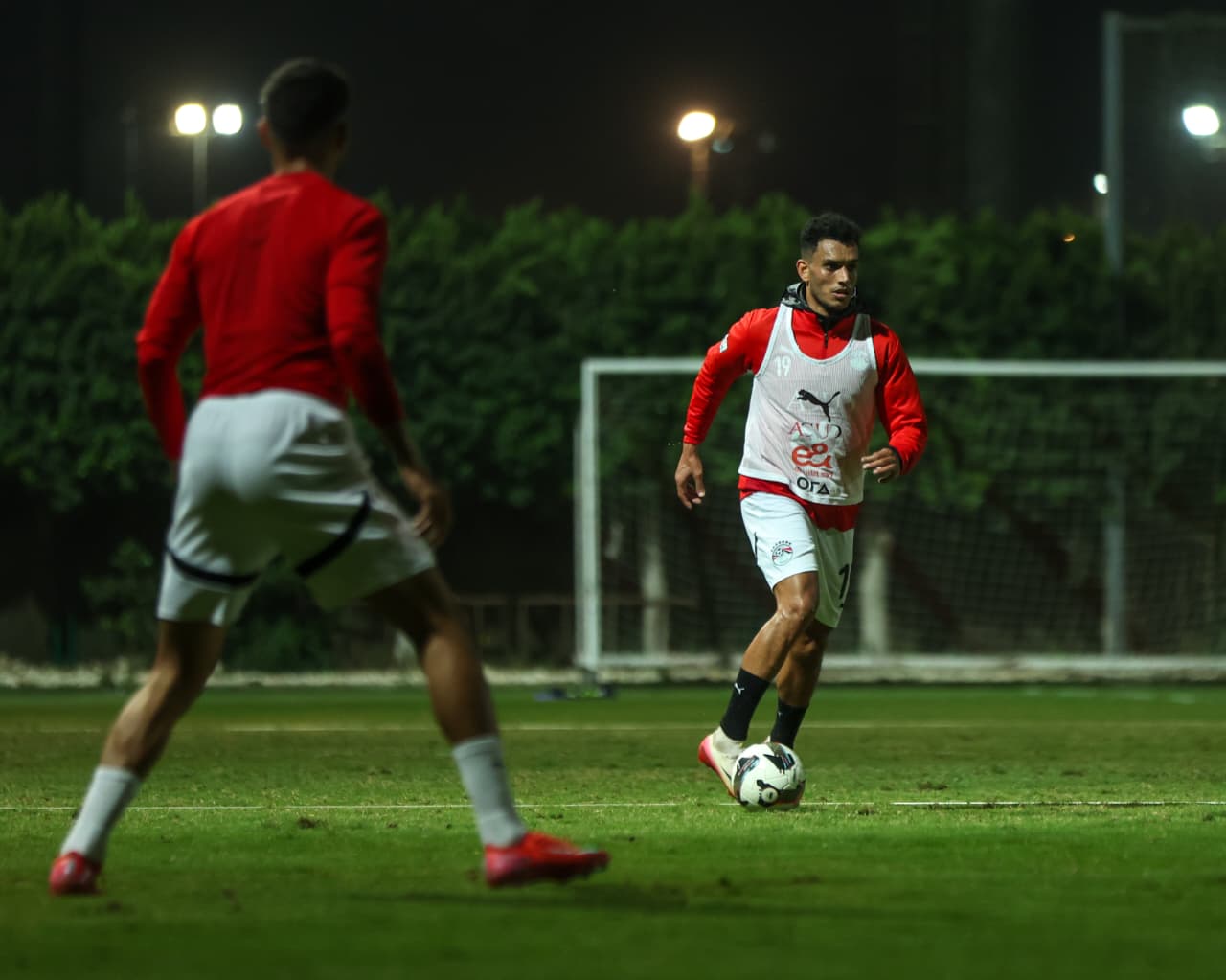 تدريب منتخب مصر المشارك في كأس العرب استعدادًا لمواجهتي الجزائر