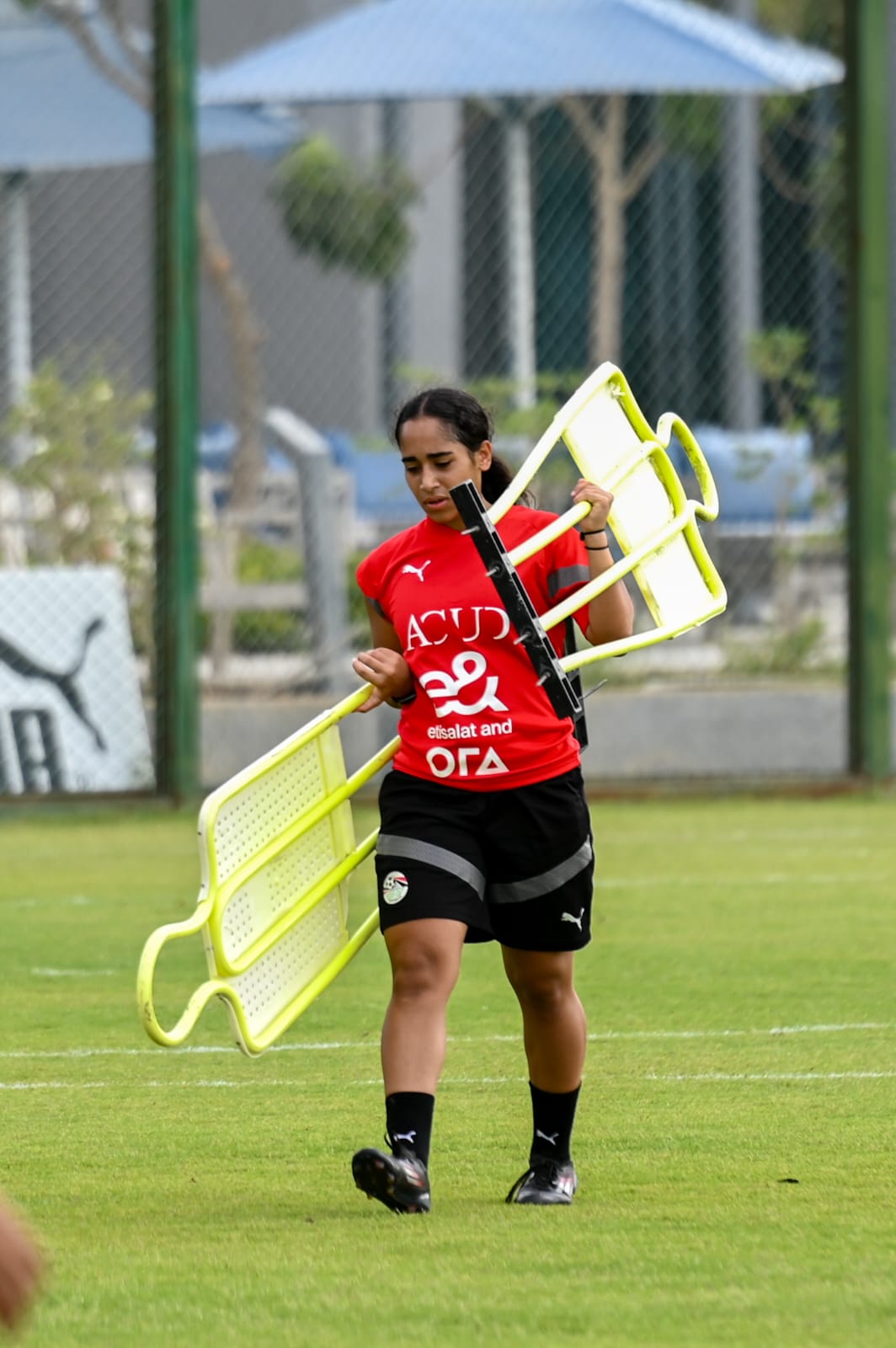 التمرين الأخير لمنتخب الكرة  النسائية تحت ٢٠ سنة قبل السفر لغينيا الإستوائية