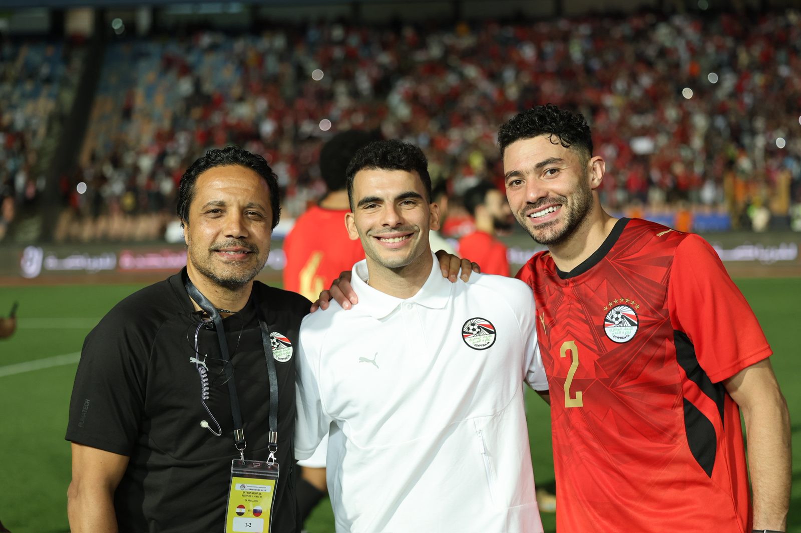 احتفالات لاعبي المنتخب الوطني بعد الفوز على روسيا