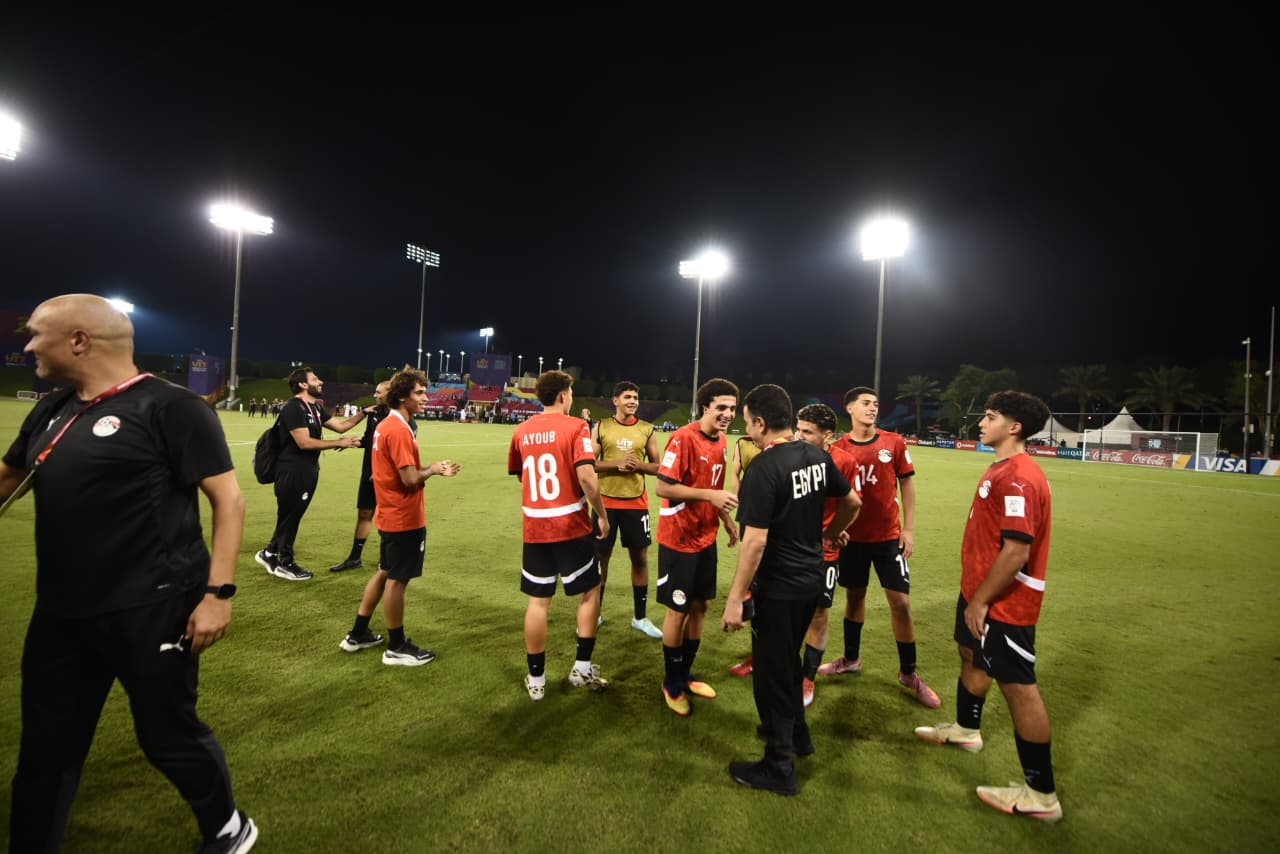 فرحة المنتخب الوطني تحت 17 سنة بعد التعادل مع فنزويلا بعشرة لاعبين